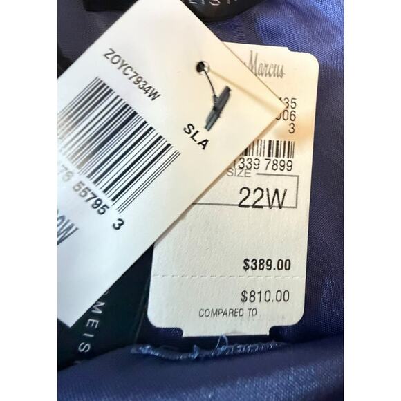 NWT David Meister Blue One Shoulder Jeweled Gown - Size 22 - Picture 5 of 16